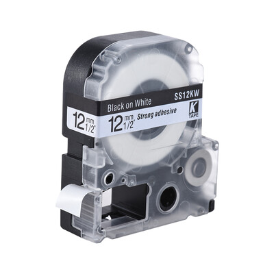

Black on White Label Tape 12mm 8m Compatible for Kingjim Epson Label Printer LW400LW600SR230CSR230CHSR530CSR550C