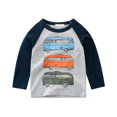 

Cartoon Cotton Autumn Shirt Boy Girls Kids Clothing Children T-shirts Dinosaur Print Long Sleeve T Shirts Stripes Tops