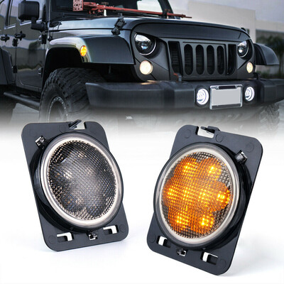 

Turn Signal Front Fender LED Side Marker Light Smoke Len Crown For Jeep Wrangler