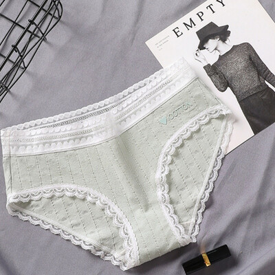 

2019 New Cotton Panties Ladies Lace Side Panties Women Comfortable Breathable Waist Large Size Briefs