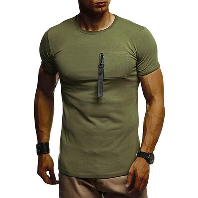 

Toponeto Mens T-shirt Short Patchwork Sleeve Crew Neck Muscle Basic Top Slim Fit Tee