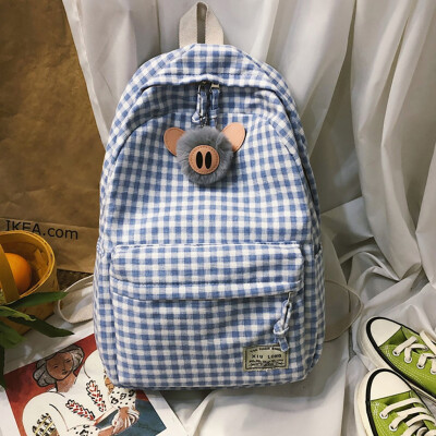 

Tailored Fashion Women Large Capacity Plaid Bag Student Backpack Travel Couple Bag