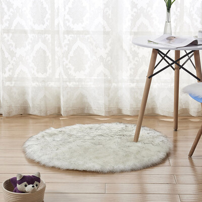 

Gobestart Wool Imitation Sheepskin Rugs Faux Fur Non Slip Bedroom Shaggy Carpet Mats