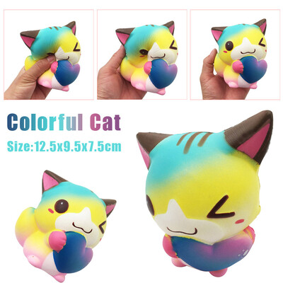 

YIWULA12cm Squishy Cute Cartoon Heart Cat Fox Slow Rising Cream Scented Squeeze Toy