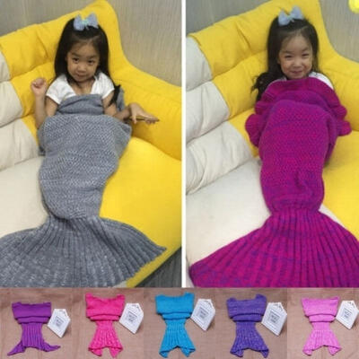 

Meerjungfrau Mermaid Tail Blanket Yarn Knitted Handmade Crochet Kids Adult Throw Bed Wrap Super Soft Sleeping Sofa