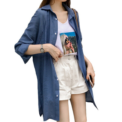 

BF Style Casual Long Sleeve Solid Shirt Women Loose High Quality Brand Spring Autumn Women Long Shirt Blouses Female Tops Blusas