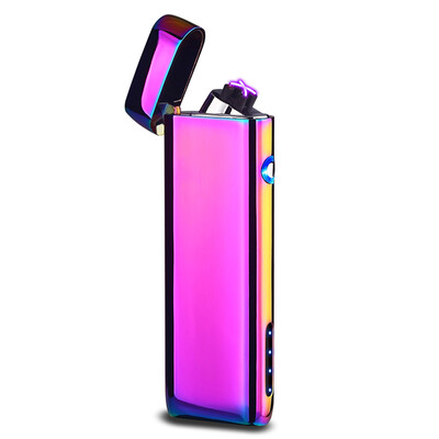 

Long Battery Display Cigarette Case Double Arc USB Rechargeable Cases Silvery
