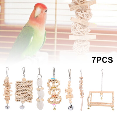 

7pcs set Combination Parrot Toy Bird Articles Parrot Bite Toy Bird Toy Parrot Funny Swing Ball Bell Standing Training Toy