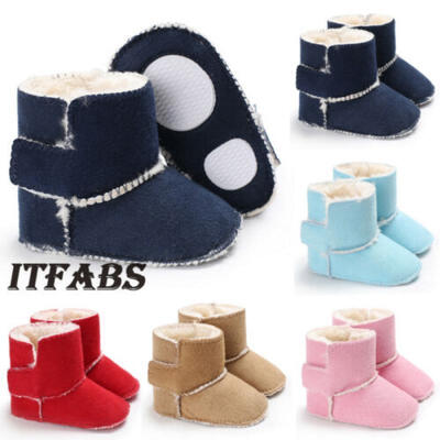 

Newborn Baby Toddler Boy Girl Snow Boots Winter Warm Fur Crib Shoes Prewalker UK