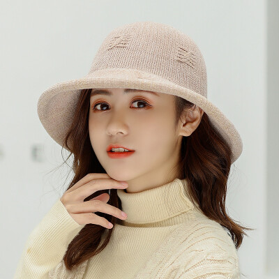 

Winter&winter womens Korea Korean knit corduroy cap edge fish cap casual pure pure color hat