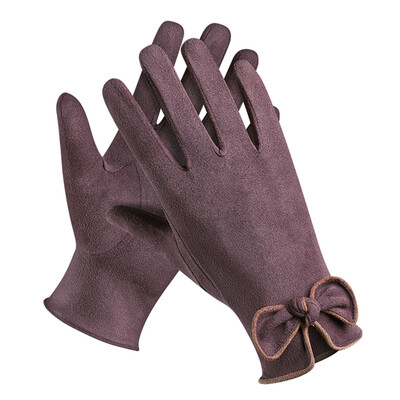 

Outdoor Winter Full Finger Gloves Ladies Bow Touch Screen Sportswear Accessories