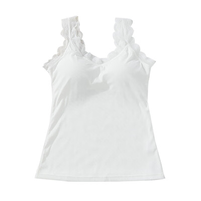 

Summer Women Sexy Sleeveless Female Padded Short O Neck Solid Lace Patchwork Slim Vest Women