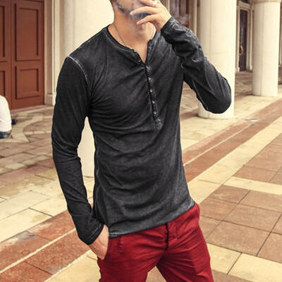 

Men V-Neck Long Sleeve Button Down Casual Slim Comfortable T-Shirts Shirt Tops