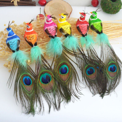 

12pcs Artificial Craft Bird Peacock Small Bird Foam Bird Garden Home Decor Garden Decorative Simulation Removable Ornaments