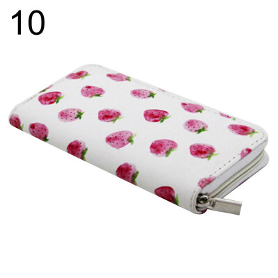 

Women Fruits Heart Flamingo Printed Long Wallet Clutch Purse Card Phone Holder