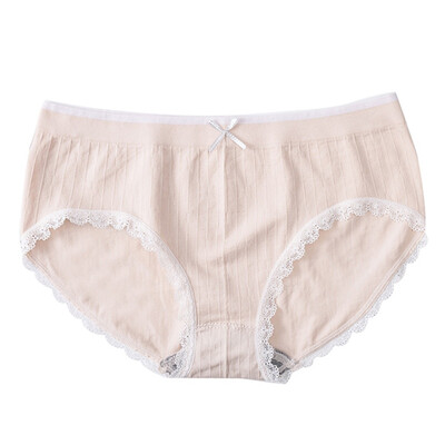 

Panties Women Fashion New Solid Color Stitching Color Lace Briefs Japanese Bow Briefs Female