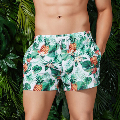 

Tailored Fashion Mens Loose-Fitting Printed Pocket Elastic Waistband Beach Trousers