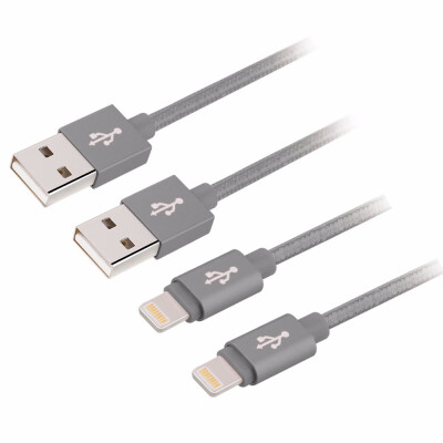 

Gray iPhone Cable 2Pack2x1M Nylon Braided Syncing&Charging Cable with Compact Connector Head for for iPhone iPad iPod