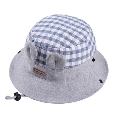 

New Childrens Hats Boys Girls Plaid Fisherman Hat Baby Caps Kids Casual Sun Cap