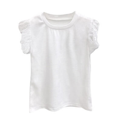 

Baby Girl Clothes Summer Toddler Girls Lace Sleeveless Solid Print Tops T-shirt Blouse Cotton Casual Children Outfits