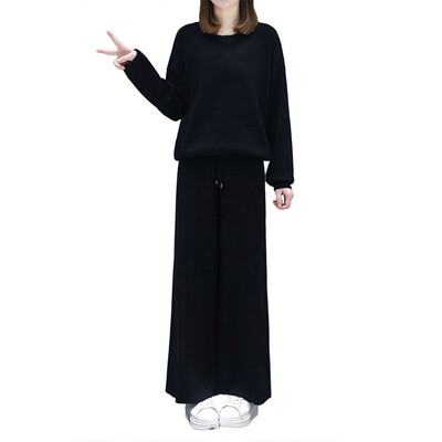 

Fashion Tracksuit Women Plus Size Long Sleeve T-Shirts Wide Leg Pants 2 Pieces Set conjunto feminino female clothes