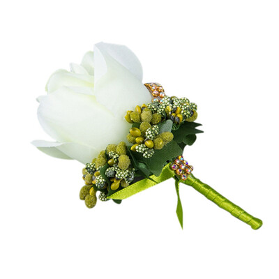 

Wedding Accessories Simulation Single Rose With Diamond Bride Groom Wedding Boutonnieres