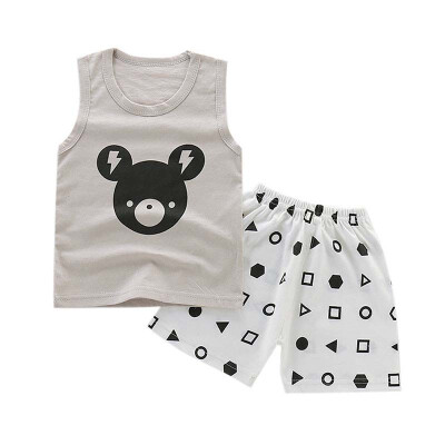 

Boys Girls Sleeveless Clothing Children Summer Clothes Cartoon Clothing Set T-shitPants Cotton Casual Outfits Sets