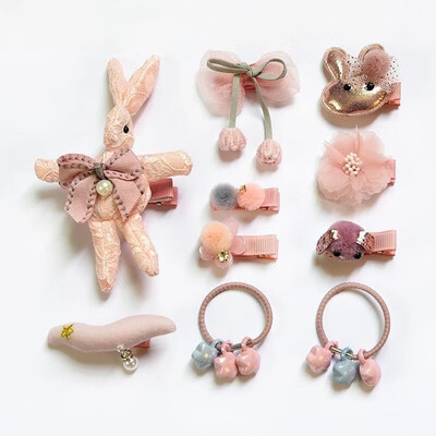 

10PCSSet New Children Hair Accessories Set Gift Box Girls Princess Bow Hair Clip Hair Rope Overs1Y