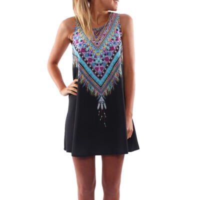 

Women Dress Fashion Vintage Boho style Sexy Casual Party beach summer dresses floral print Vintage chiffon 4 colors Vestidos