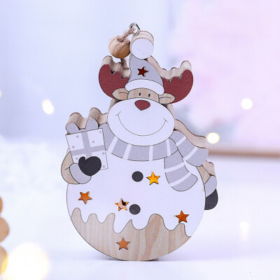 

Gobestart Christmas Decor Wooden Ornament LED Light Santa Claus Cart Luminous Lamp