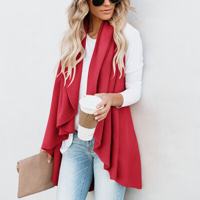 

Fashion Women Blouses 2019 New Irregular Cardigan Solid Color Plus Size Sleeveless Long Casual Cardigan Womens Shirt Blue Gray
