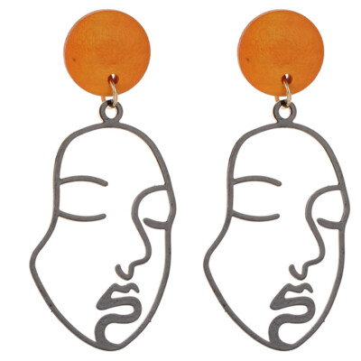 

New Arrival Abstract Stylish Hollow Out Face Dangle Earrings Girls Statement Drop Earrings Pendients