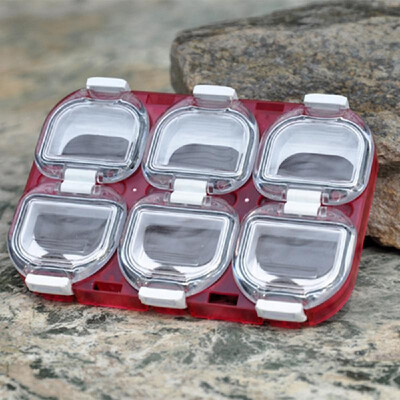 

Mini Waterproof Fishing Tackle Box Fishing Hook Storage Case with Magnet 6 Compartments Red