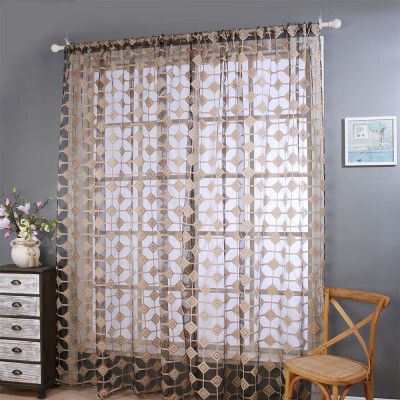 

JPGIF Lattice Sheer Curtain Tulle Window Treatment Voile Drape Valance 1 Panel Fabric