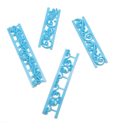 

4PCS DIY Fondant Cake Baking Tools Flower Lace Mold Border Decoration Plastic Printing Mold For Kitchen
