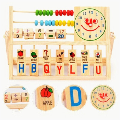 

Kids Baby Multifunction Smiley Clock Computing Rack Toy For Children Baby Animals Fruit Early Education Learning Wooden Toys