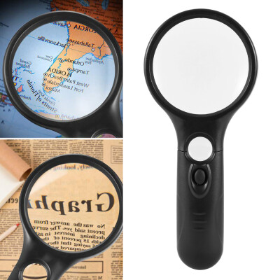 

Handheld 45X Magnifying Reading Glass Lens Jewelry Loupe With 3 LED Light Lamp