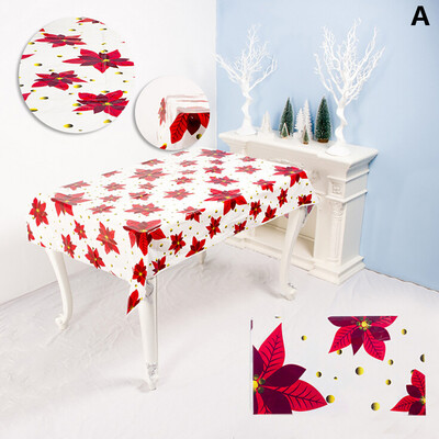 

Gobestart Disposable Tablecloth Creative PVC Christmas Print Tablecloth Table Party Decor