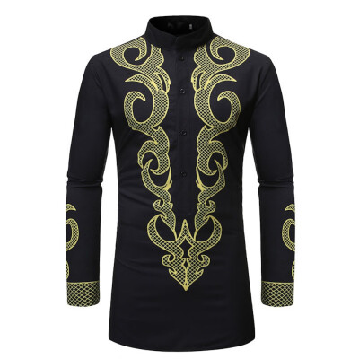 

Toponeto Mens Middle EasternStyle LongSleeved Jacket In Vintage Printing Fashion Blouse