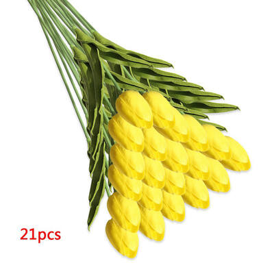 

21 mini tulips real touch wedding flower bouquet artificial silk flowers for home party decoration