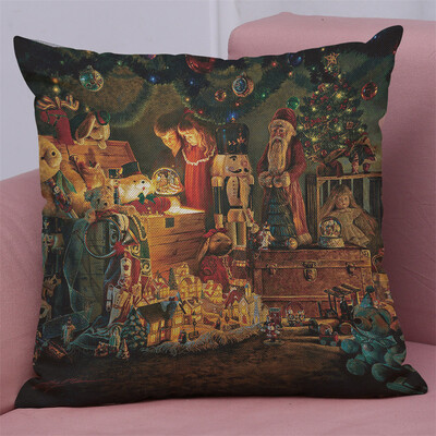 

Gobestart New Christmas Cotton Linen Pillow Case Sofa Cushion Cover Home Decor