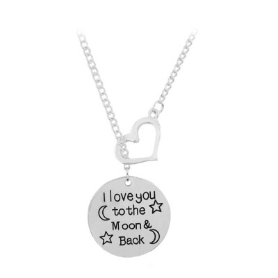 

New&Hot Stunning silver Plated I Love You To The Moon&Back Love Heart Link Chain Pendant Necklace Fine Women Jewelry GIft