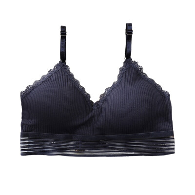 

Fashion Lady Deep V Triangle Cup Without Steel Ring Bra Thread Thin One-Piece Lace Mesh Bra Adjusted-straps Push Up Bra Bralette