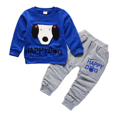 

Autumn Baby Long Sleeve Clothes Set Baby Boy Cartoon Dog Pattern Long Sleeve Pants Two Piece Set Cute Child Clothing