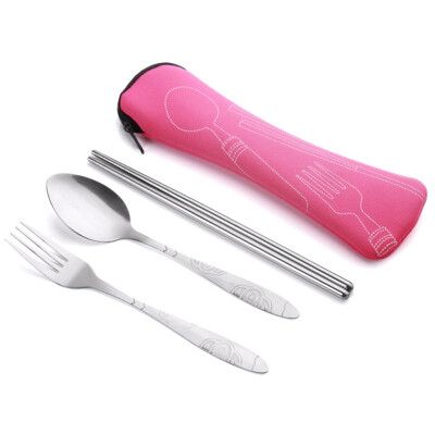 

Portable Stainless Steel Cutlery Set Dinnerware Sets Lightweight Outdoor Tableware Set With Cloth Bag Lunch Tools Set Hot Sale