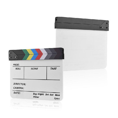 

Professional Acrylic Clapboard Dry Erase TV Film Movie Director Cut Action Scene Clapper Board Slate With Marker Pen Eraser