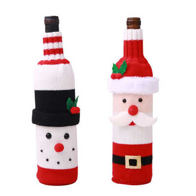 

Christmas Xmas Santa Snowman Wine Bottle Protector Sleeve Decoration Desk Travel Picnic Case Bag Festival Holiday Gift