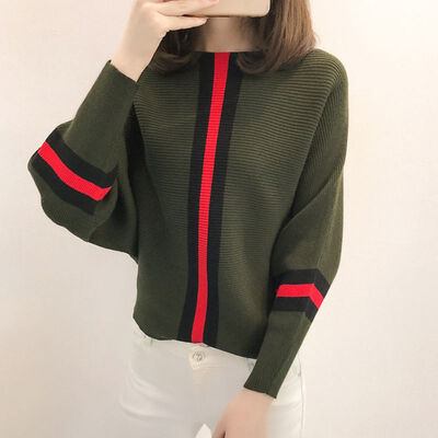 

Women Fashion Striped Sweaters Long Sleeve Knitted Tops Casual Slim Women Pullover Sweaters