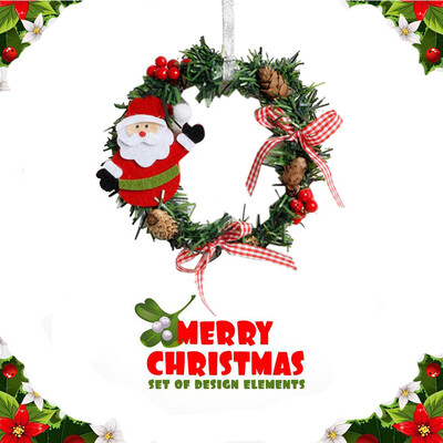 

Toponeto Mini Christmas Wreath Decor Wall Door Ornament Garland Xmas Party Decor