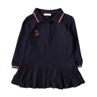 

Autumn Casual Baby Girls Long Dress Sleeve Fruit Cherry Print Dress Kids Princess Pageant Dresses